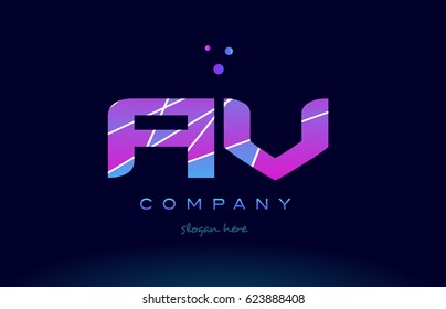 av a v  creative color blue background pink purple magenta alphabet letter company logo vector icon