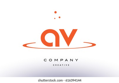 AV A V creative orange swoosh dots alphabet company letter logo design vector icon template