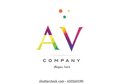 av a v  creative rainbow colors colored alphabet company letter logo design vector icon template