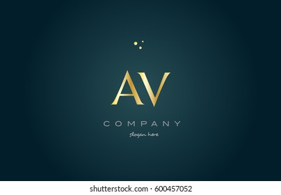 av a v  gold golden luxury product metal metallic alphabet company letter logo design vector icon template green background