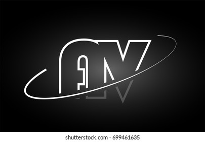 AV A V letter logo combination black white alphabet vector creative company icon design template modern