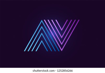 av a v line blue pink design of alphabet letter combination with gradient color suitable as a logo for a company or business