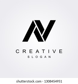 AV A V or N letter logo with bold shapes and luxury icon. Initial logo concept vector.