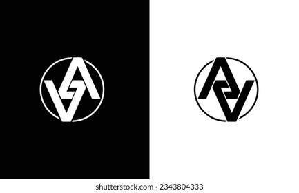 AV, VA, A, V Abstract Letters Logo Monogram