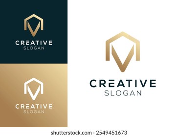 AV VA logo. Letter A with V vector logo design