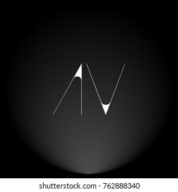 AV VWhite thin minimalist LOGO Design with Highlight on Black Background.