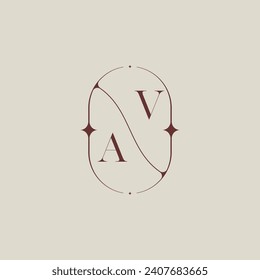 AV wedding classic in elegant monogram with high quality professional design that will print well