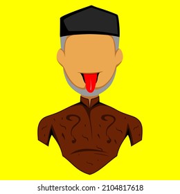 Ava Icon Vector with Classic Brown Clothes and Black Cap Isolated on Blank Background