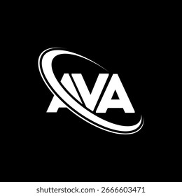 AVA logo. AVA letter logo design. Initials AVA logo linked with circle and uppercase monogram logo. AVA typography for technology, business and real estate brand.
