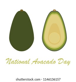 Avacado day vector illustration. Half avacado  fruit vector illustration