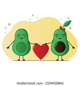 The Avacado, Girl And Boy. Vector Illustration