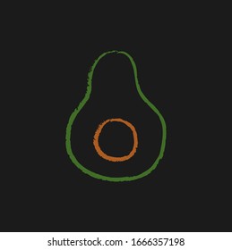 Avacado Icon On Black Background.