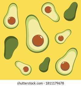 avacado on yellow light background