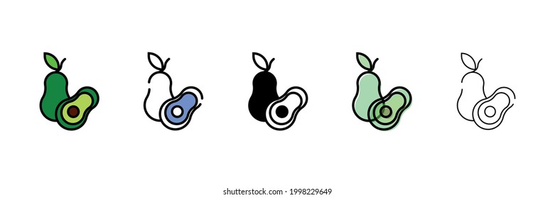 avacado set vector type icon