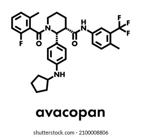 Avacopan drug molecule. Skeletal formula.