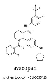 Avacopan drug molecule. Skeletal formula.