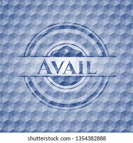 Avail blue emblem with geometric background.