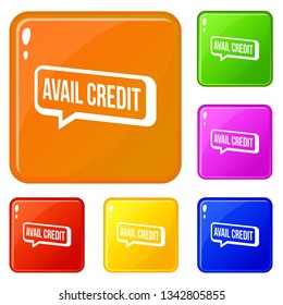 Avail credit icons set collection vector 6 color isolated on white background