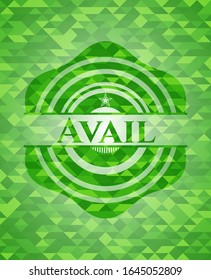 Avail green emblem with mosaic background. Vector Illustration. Detailed.