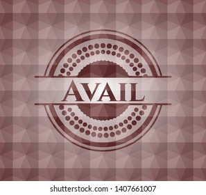 Avail red seamless emblem or badge with abstract geometric pattern background.