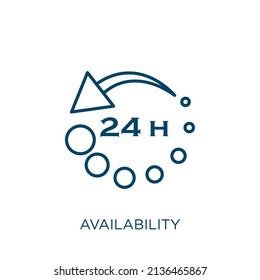 availability icon. Thin linear availability outline icon isolated on white background. Line vector availability sign, symbol for web and mobile