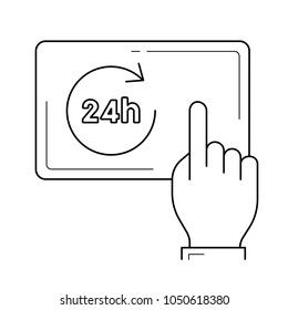 Availability service vector line icon isolated on white background. 24 hours availability service line icon for infographic, website or app. Icon designed on a grid system.
