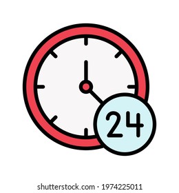 Availability, time, whole day icon vector image. Can also be used for customer support. Suitable for use on web apps, mobile apps and print media.