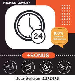 Availability, Time, Whole Day Icon. With Orange And Black Background