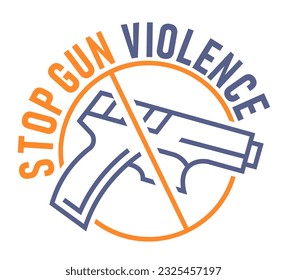 Disponibilidad de armas y disparos en lugares públicos. No más víctimas. Detengan la violencia armada. Ilustración vectorial editable en colores brillantes aislados en un fondo blanco. 
