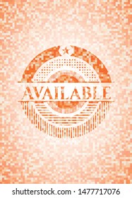 Available abstract emblem, orange mosaic background