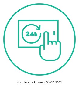 Available around the clock line icon.