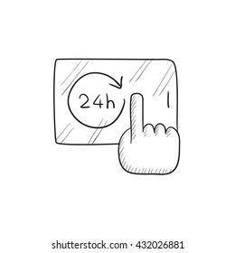 Available around the clock vector sketch icon isolated on background. Hand drawn Available around the clock icon. Available around the clock sketch icon for infographic, website or app.