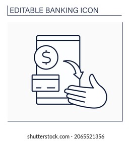 Available balance line icon.Balance in checking. Account holder checking money on account.Banking concept. Isolated vector illustration. Editable stroke