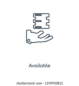 Available concept line icon. Linear Available concept outline symbol design. This simple element illustration can be used for web and mobile UI/UX.