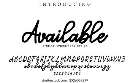 Available Font Stylish brush painted an uppercase vector letters, alphabet, typeface