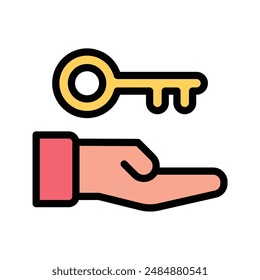 Available Key Icon Accessible Design in Flat Line Color Style