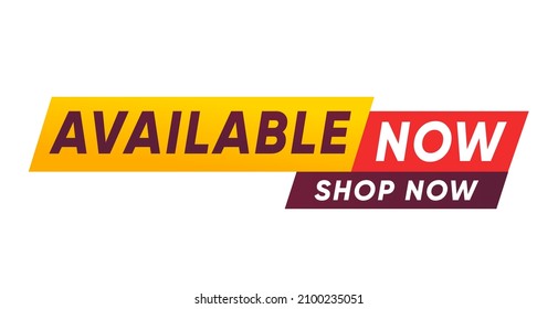 Available Now banner with Shop now text vector design