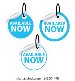 Available now blue sky and white tags, eps10 vector illustration