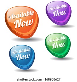 Available Now Colorful Vector Icon 