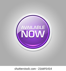 Available Now Glossy Shiny Circular Vector Button