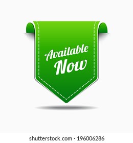 Available Now Green Label Icon Vector Design