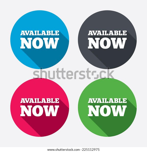 Available Now Icon Shopping Button Symbol Stock Vector (Royalty Free