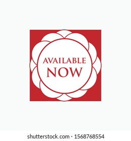 Available Now Icon - Vector, Sign and Symbol for Design, Presentation, Website or Apps Elements.