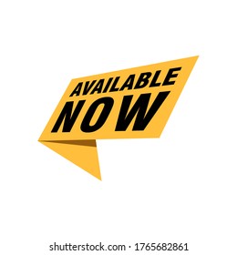 Available now label, badge, seal or burst flat vector icon for apps and websites
