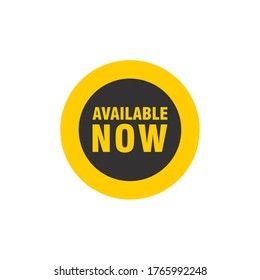 Available now label, badge, seal or burst flat vector icon for apps and websites