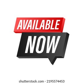 Available now label, badge. Shop now. Vector stock illustration.