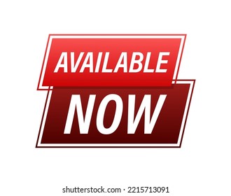 Available now label, badge. Shop now. Vector stock illustration.