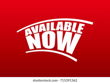 Available Now On Red Background