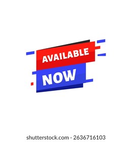 Available Now Red and Blue Announcement Banner Design