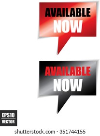 Available now speech bubbles square template | business banner with symbol icon- Vector.